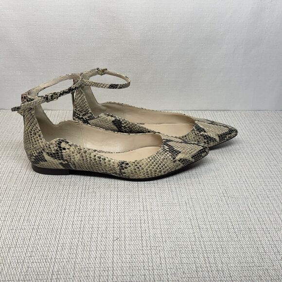 COLE HAAN GRAND OS Python Millicent Skimmer Flats Ankle Strap Pointed Toe 6.5‎ - Picture 1 of 7